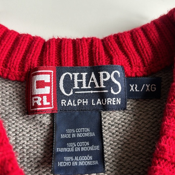 Vintage Chaps Ralph Lauren Color Block V-Neck Cotton Sweater - Picture 5 of 9